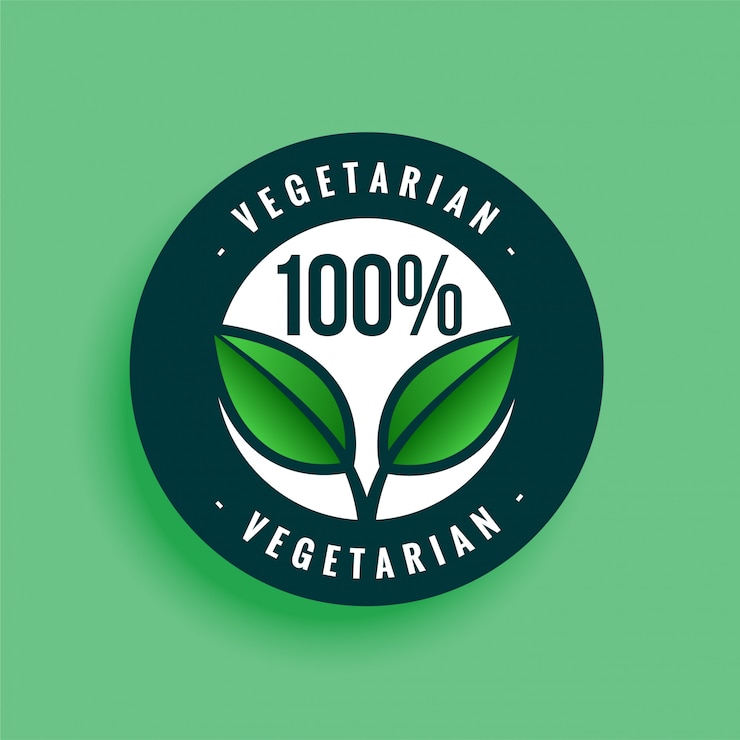 Vettore gratuito etichetta 100% vegetariana