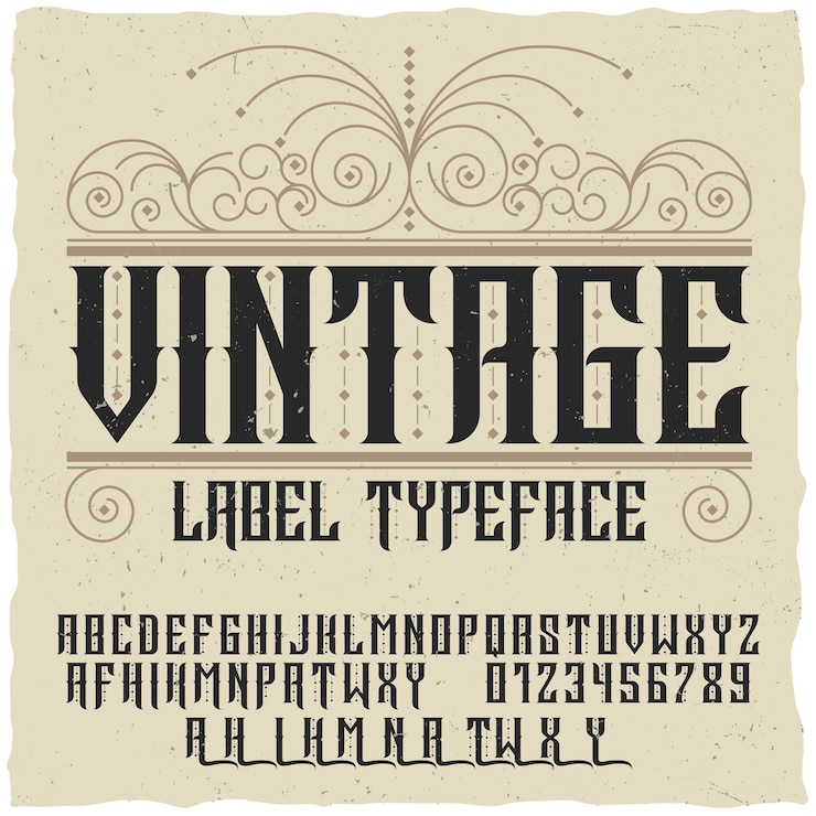 Vettore gratuito etichetta di carattere tipografico etichetta vintage