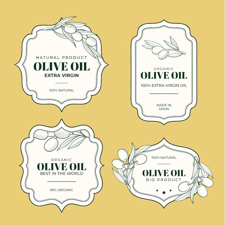 Vettore gratuito etichetta di olio d'oliva vintage disegnata a mano