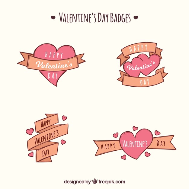 Etichetta disegnata a mano di San Valentino / collezione distintivo
