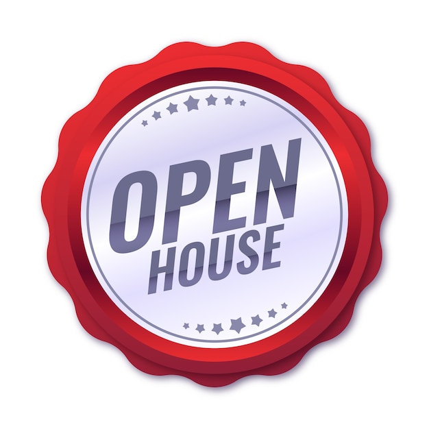 Etichetta open house in design piatto