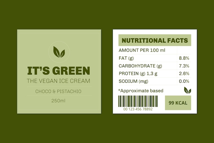 Vettore gratuito etichetta semplice per gelato vegano