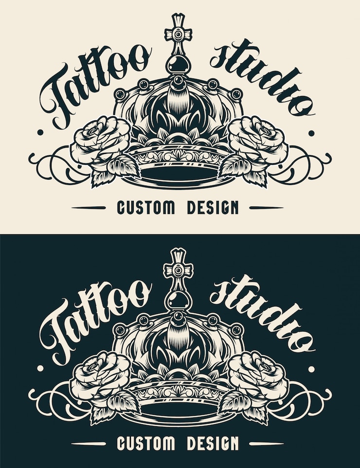 Vettore gratuito etichetta studio tatuaggio vintage