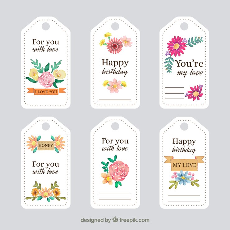 Vettore gratuito etichette abbastanza vintage con i fiori