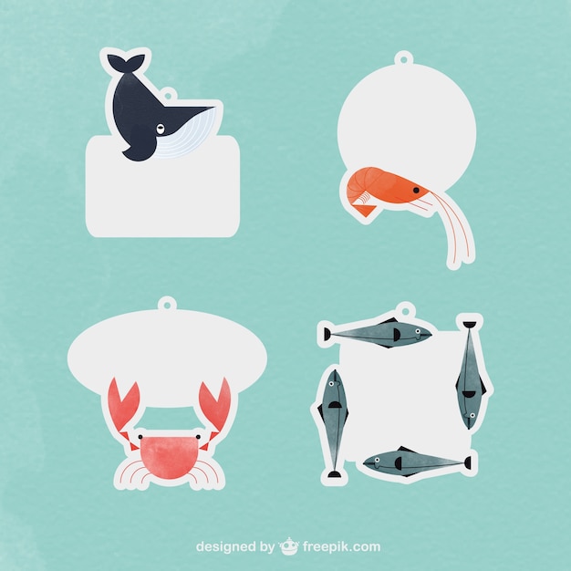 Etichette con animali marini