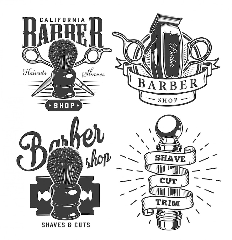 Vettore gratuito etichette da barbiere vintage
