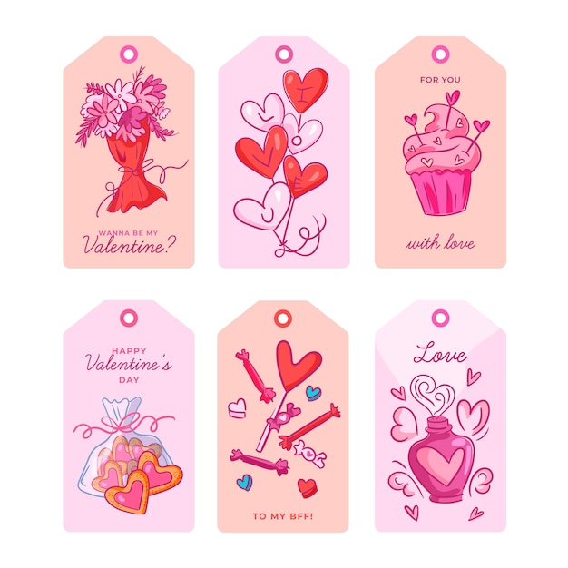 Etichette di San Valentino disegnate a mano