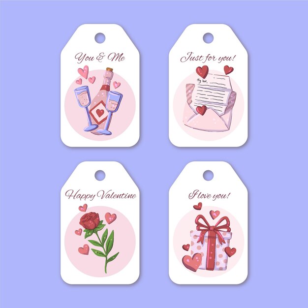 Etichette di San Valentino disegnate a mano