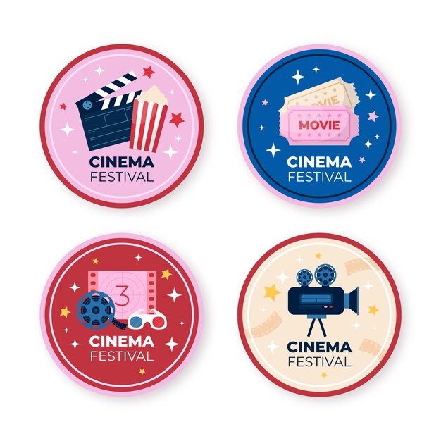 Etichette per festival cinematografici dal design piatto