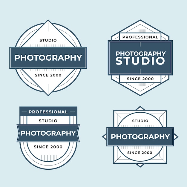 Etichette per studio fotografico dal design piatto