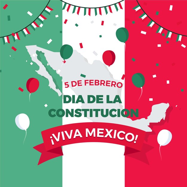 Evento del giorno della costituzione del messico piatto