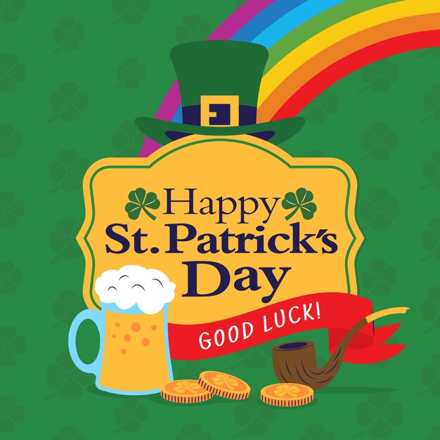Evento di San Patrizio con birra e arcobaleno