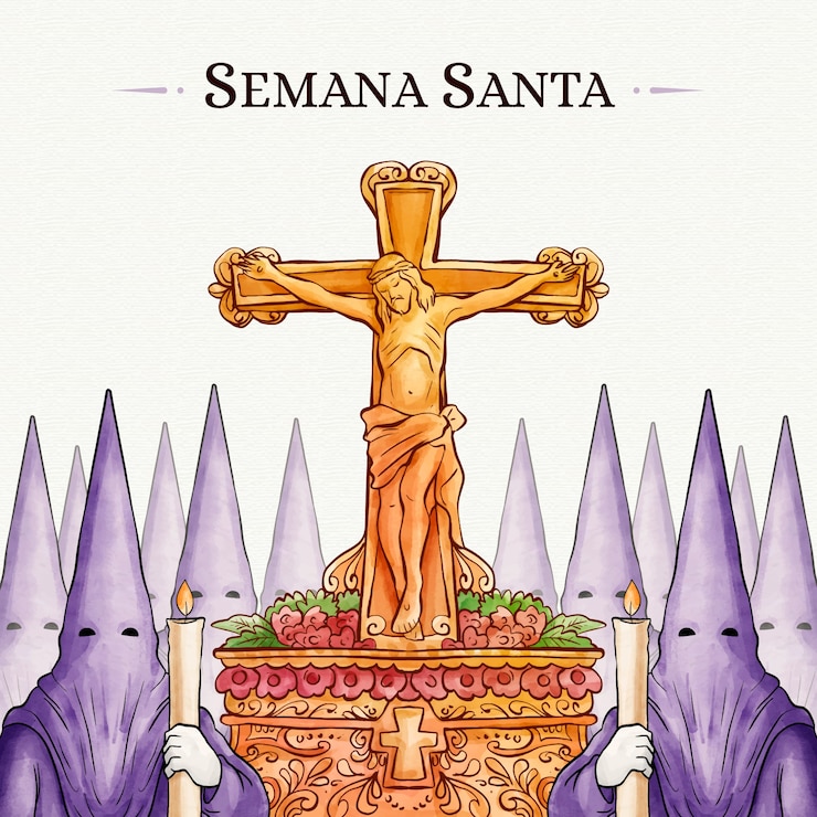 Vettore gratuito evento settimana santa di disegno dell'acquerello