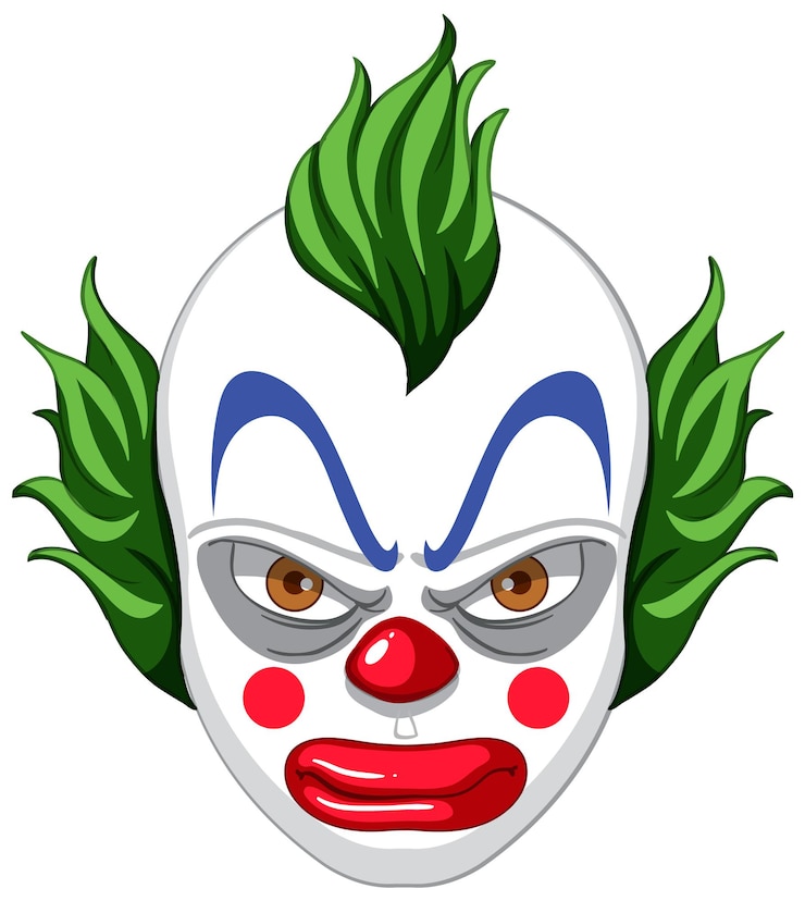 Vettore gratuito faccia da clown raccapricciante su sfondo bianco