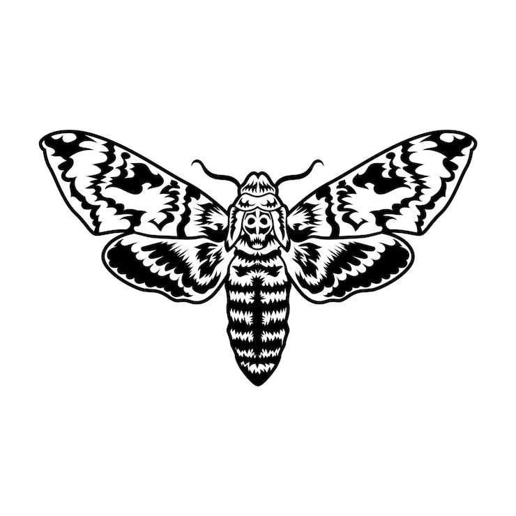Vettore gratuito falena nera retrò. illustrazione clipart