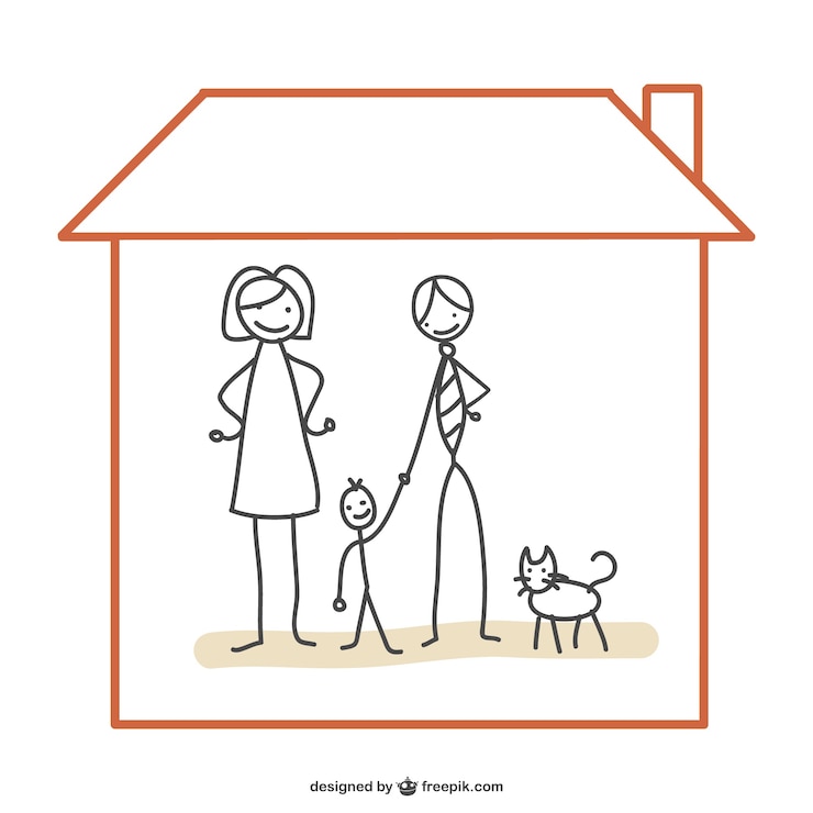 Vettore gratuito famiglia a casa