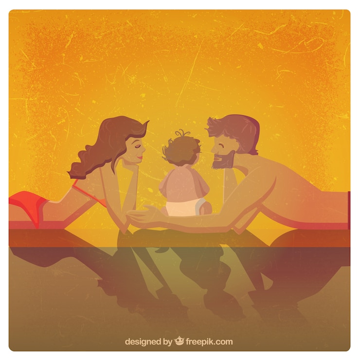 Vettore gratuito famiglia felice in estate
