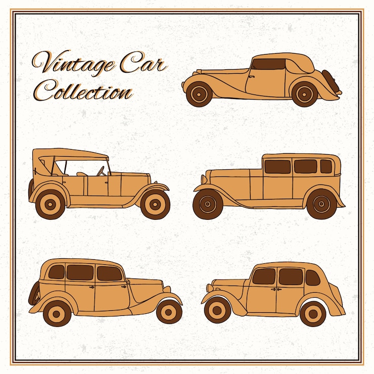 Vettore gratuito fantastica collezione di auto d'epoca