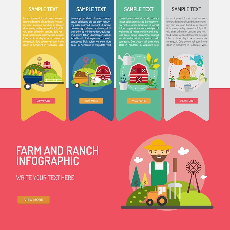 Vettore gratuito farm and ranch infografica disegno
