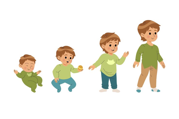 Vettore gratuito fasi piatte di un bambino