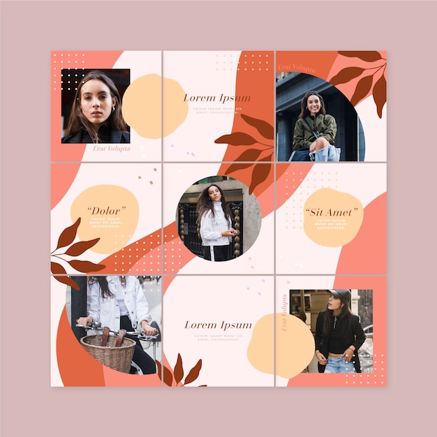 Feed di puzzle di Instagram con set di modelli