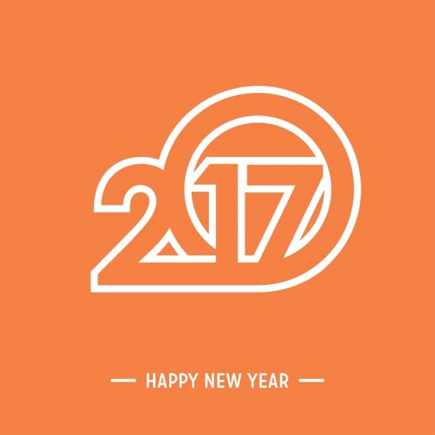 Vettore gratuito felice anno nuovo 2017 sfondo arancione