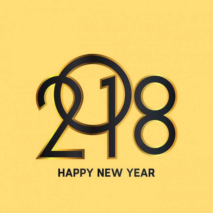 Vettore gratuito felice anno nuovo 2018 illustrazione vettoriale di testo vector black typography sfondo giallo