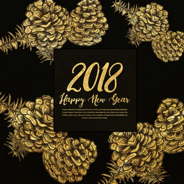 Felice anno nuovo 2018 sfondo dorato con stile cova