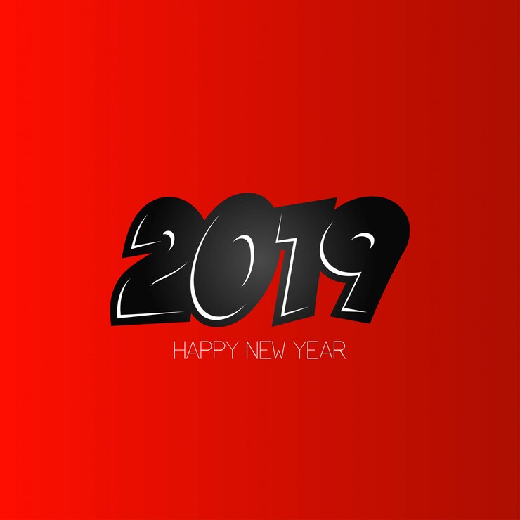 Vettore gratuito felice anno nuovo 2019 design con sfondo rosso