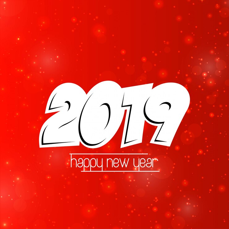 Vettore gratuito felice anno nuovo 2019 design con sfondo rosso