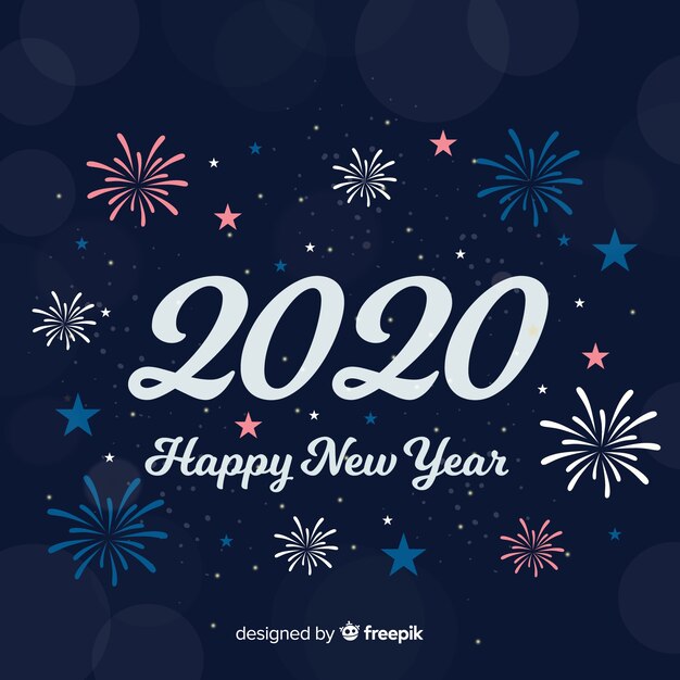 Felice anno nuovo 2020 in design piatto