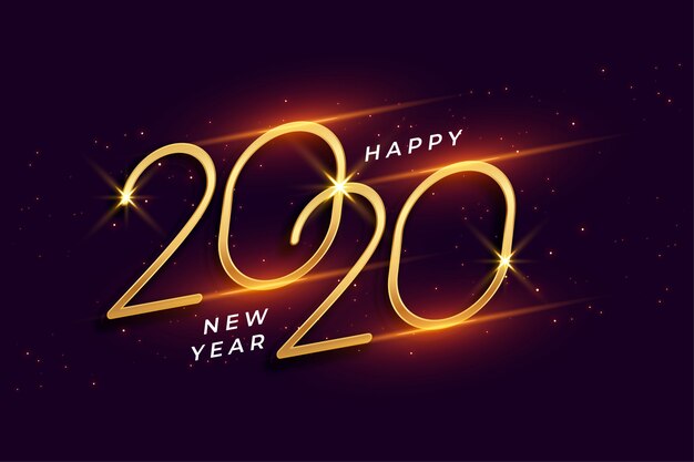 Felice anno nuovo 2020 sfondo dorato celebrazione splendente