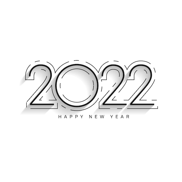 Felice anno nuovo 2022 tipografia di testo in linea stile semplice