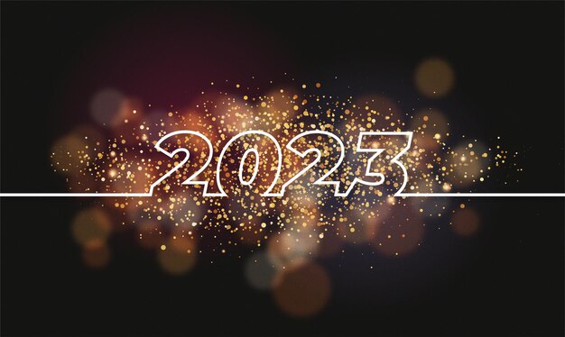 felice anno nuovo 2023 con sfondo bokeh e concetto di linea