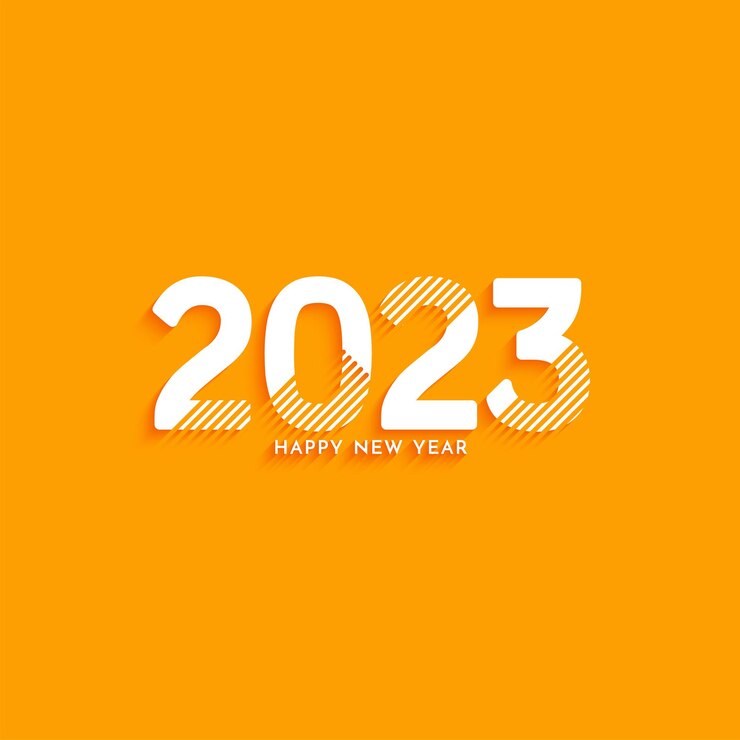 Vettore gratuito felice anno nuovo 2023 moderno sfondo giallo brillante