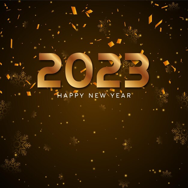 Felice anno nuovo 2023 sfondo di coriandoli dorati