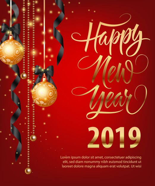 Felice Anno Nuovo, venti diciannove scritte con gingilli