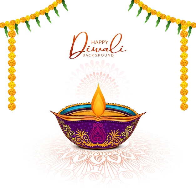 Felice biglietto di auguri di Diwali con sfondo ad acquerello