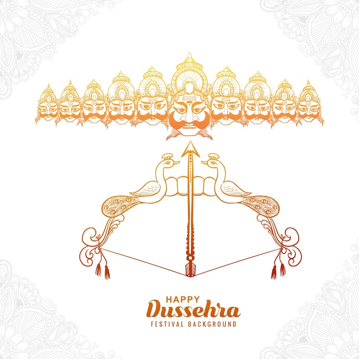 Vettore gratuito felice celebrazione di dussehra ravan arrabbiato con disegno di schizzo a dieci teste