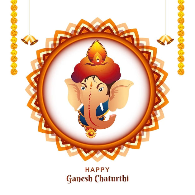 Felice celebrazione di ganesh chaturthi con la preghiera allo sfondo della carta di Lord Ganesha