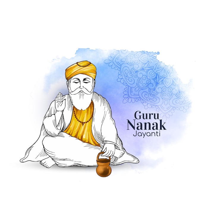 Vettore gratuito felice celebrazione di guru nanak jayanti vettore di sfondo