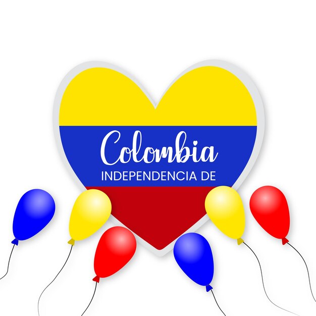 Felice Colombia Independencia De Giallo Blu Rosso Sfondo Social Media Design Banner Vettore gratuito