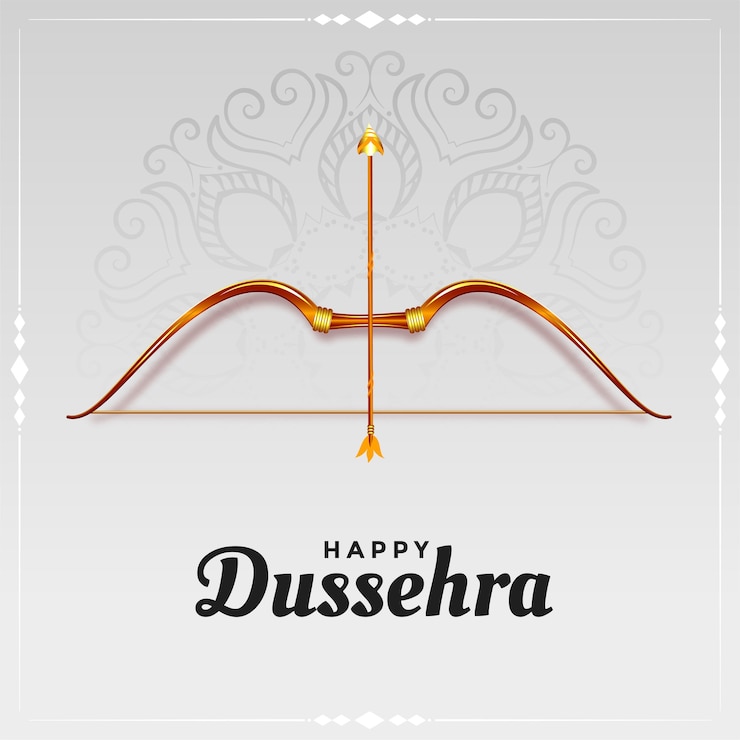 Vettore gratuito felice design della carta con arco e freccia di dussehra