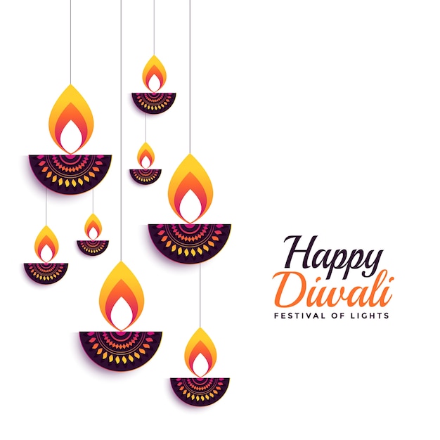 Felice diwali decorativo diya festival card design