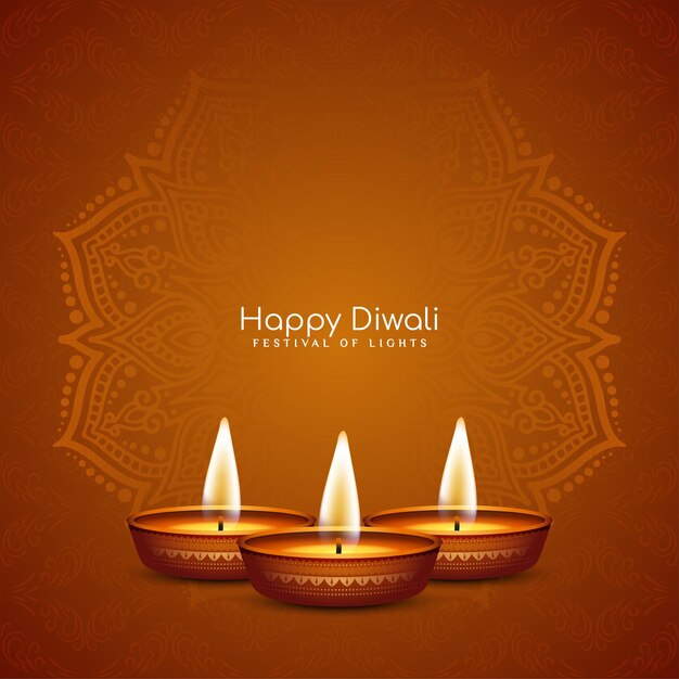 Felice Diwali Festival culturale indiano sullo sfondo con diya