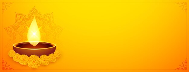 Felice diwali festival giallo banner design