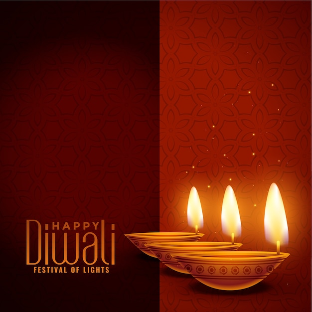 Felice diwali incandescente sfondo diya con lo spazio del testo