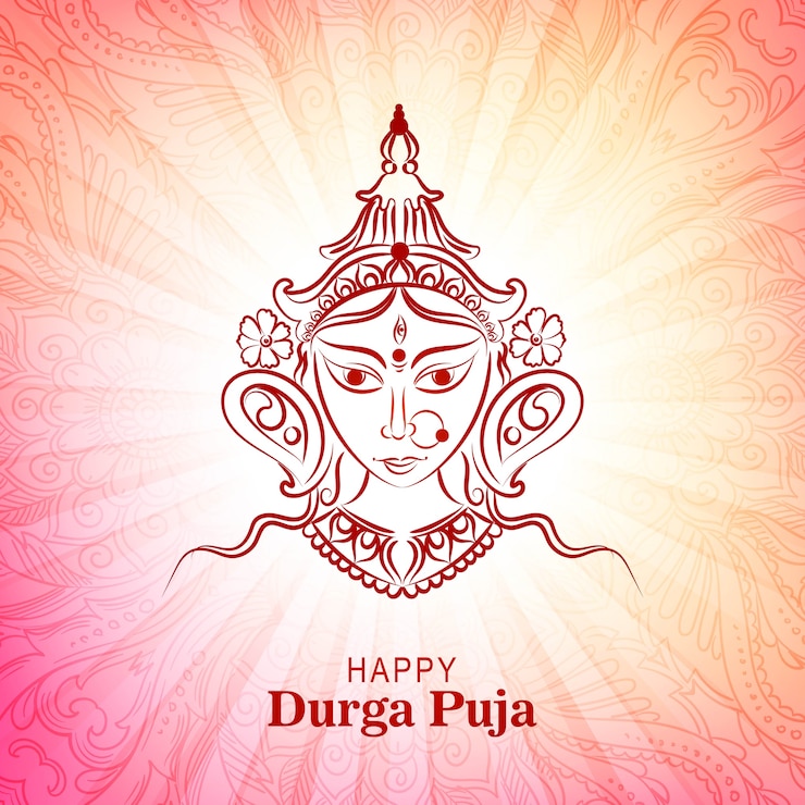 Vettore gratuito felice durga pooja indian festival card sfondo colorato