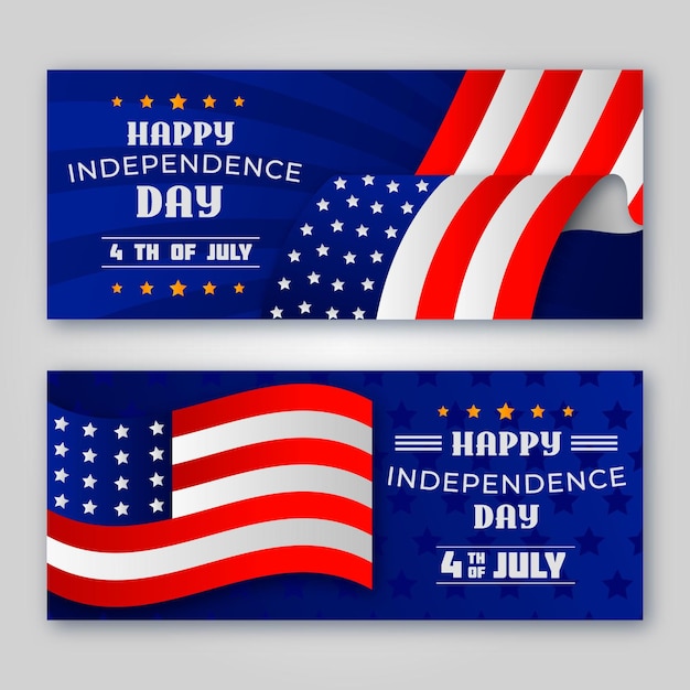 Felice festa dell'indipendenza banner con bandiere