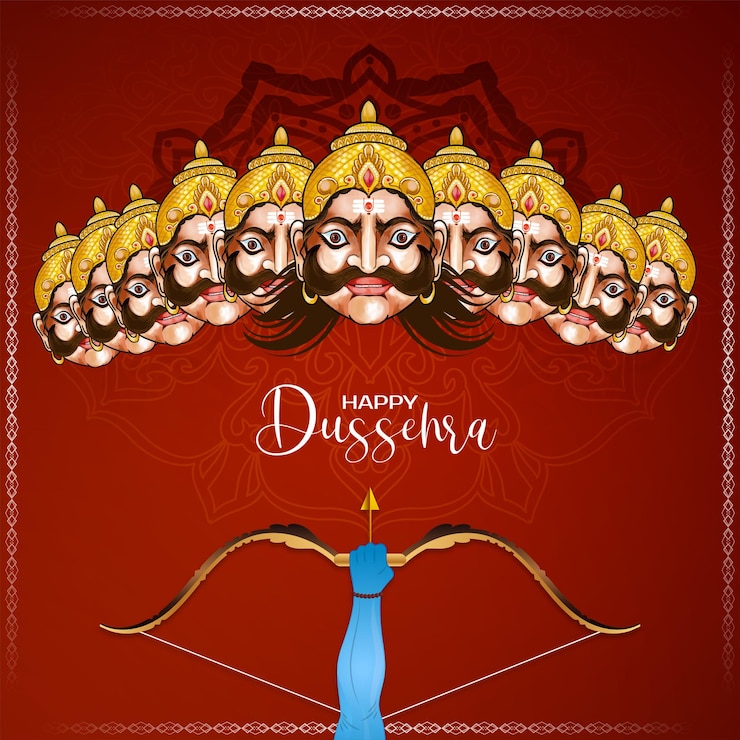 Vettore gratuito felice festival di dussehra saluto decorativo sfondo disegno vettoriale